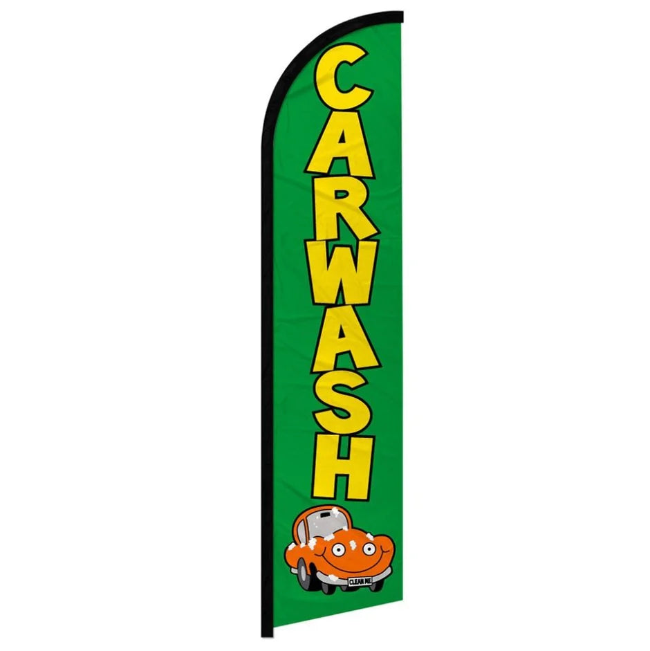 Feather banner, 11.2'x2.5'Car Wash green